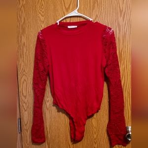 CBRAND Long sleeve Red Lace bodysuit